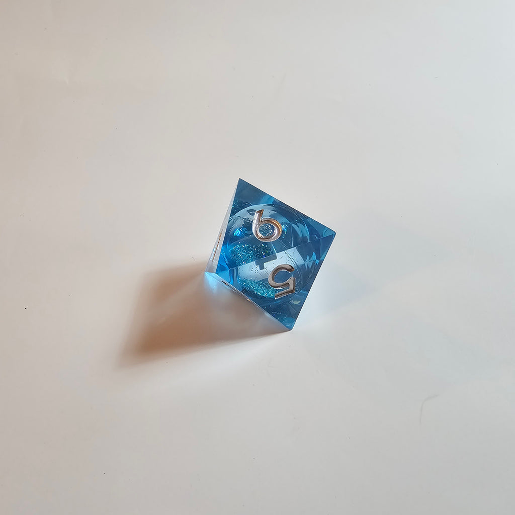 Glacial Blue Liquid Core Resin Dice Set