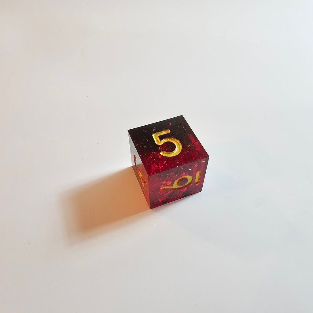 Fire Red Sharp Edge Resin Dice Set