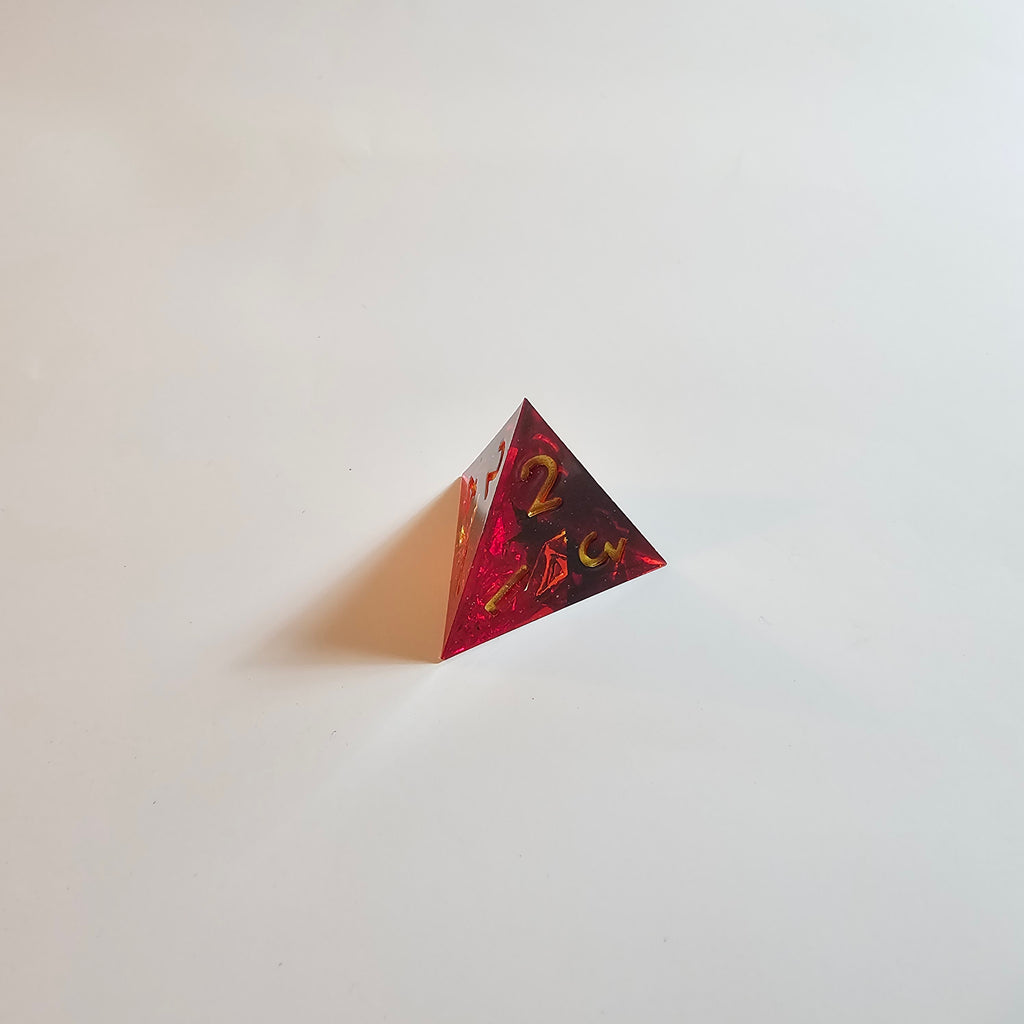 Fire Red Sharp Edge Resin Dice Set