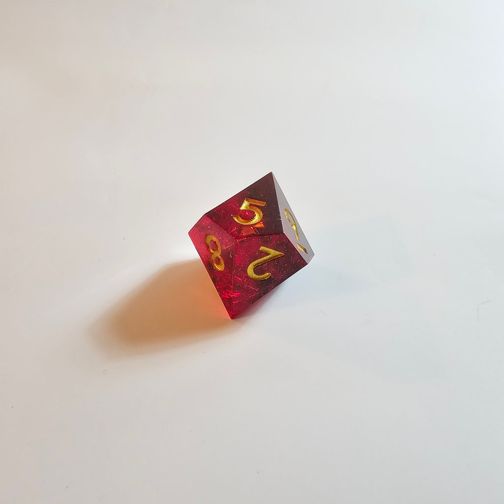 Fire Red Sharp Edge Resin Dice Set