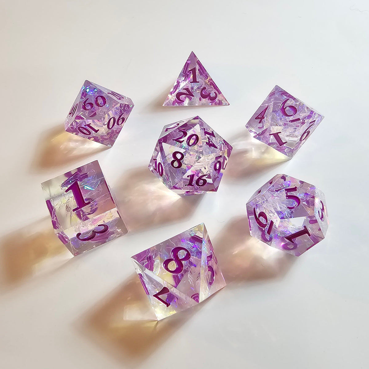 Mystic Veil Purple Sharp Edge Resin Dice Set