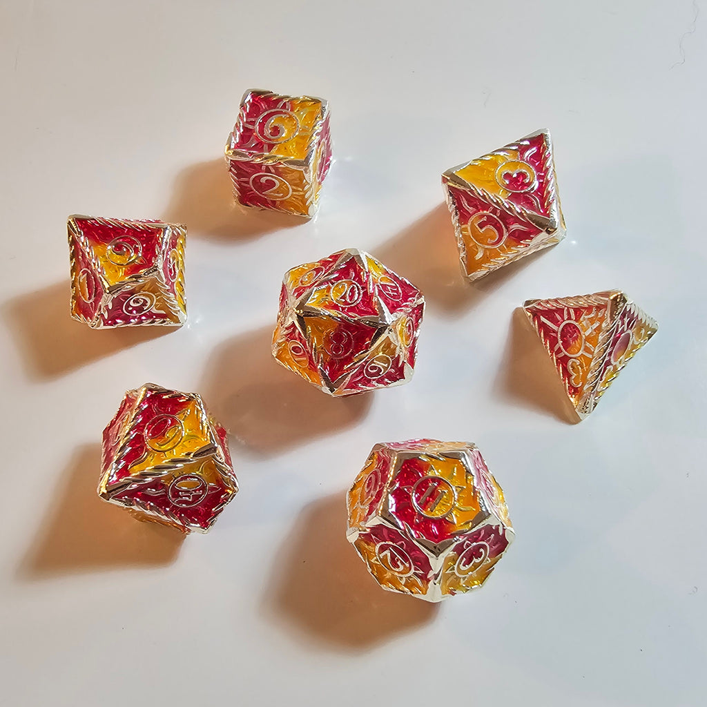 Radiant Flame Solid Metal Dice Set