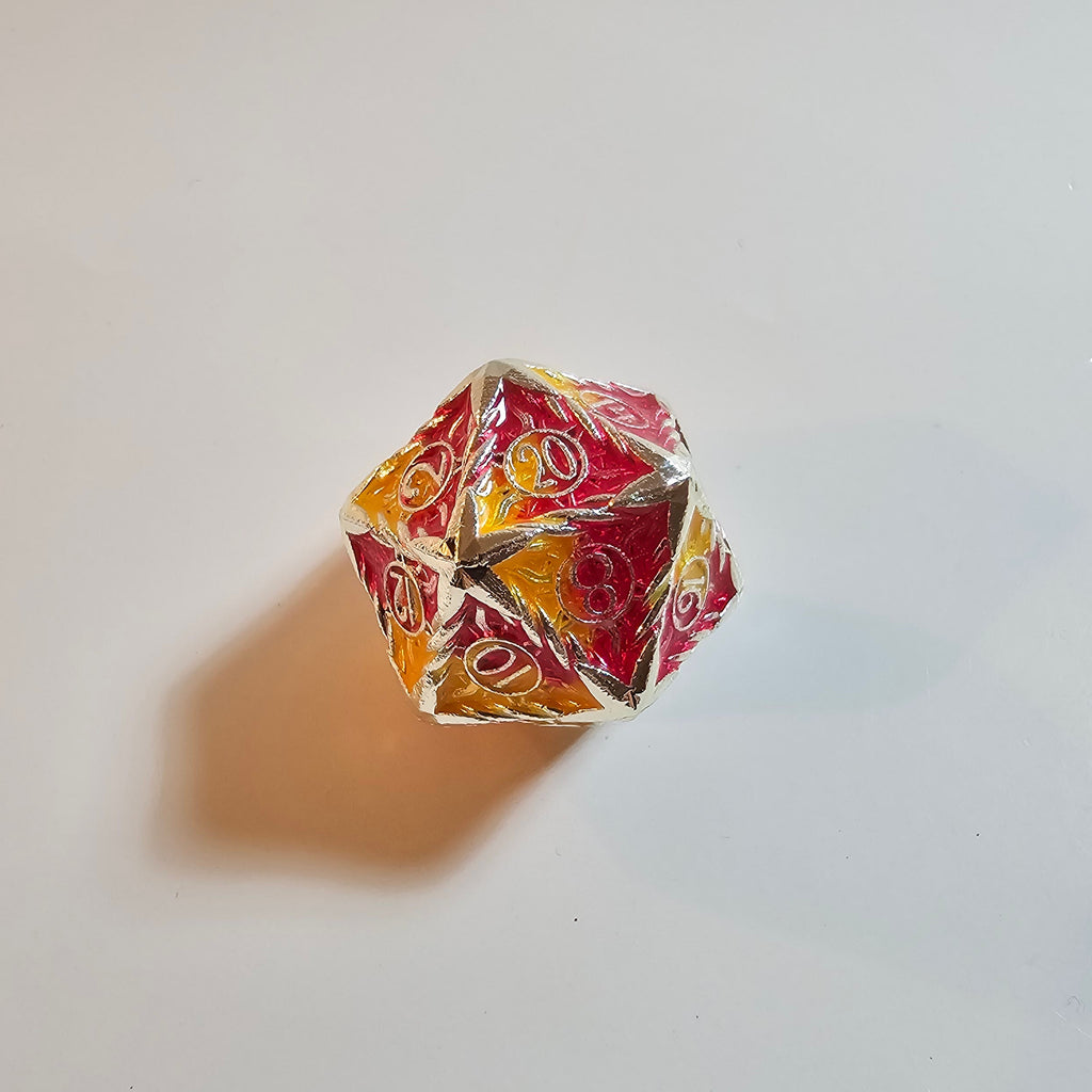 Radiant Flame Solid Metal Dice Set