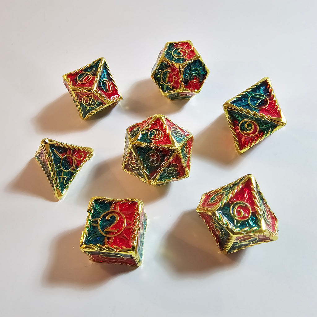 Ancient Dragon Solid Metal Dice Set