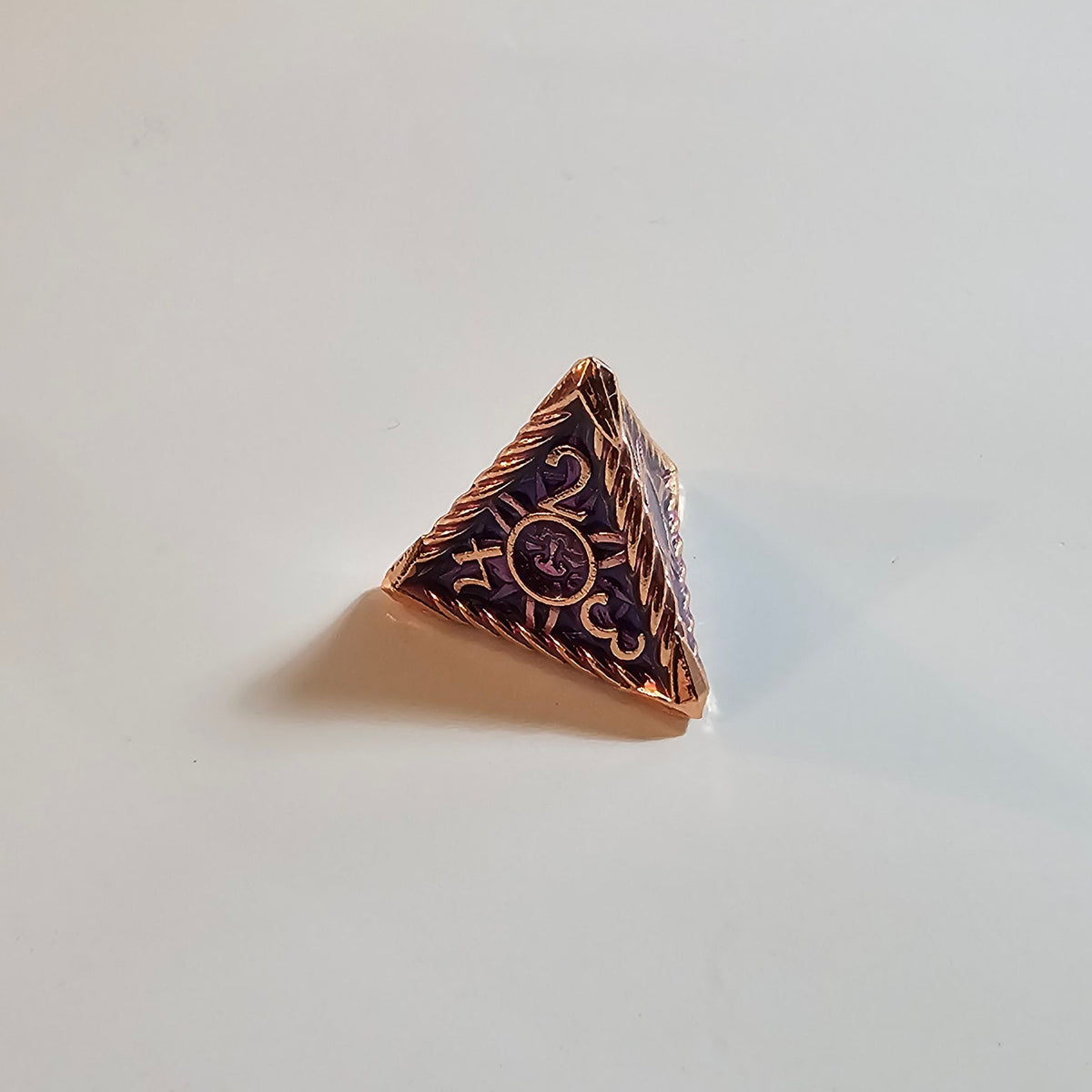Brass Purple Solid Metal Dice Set