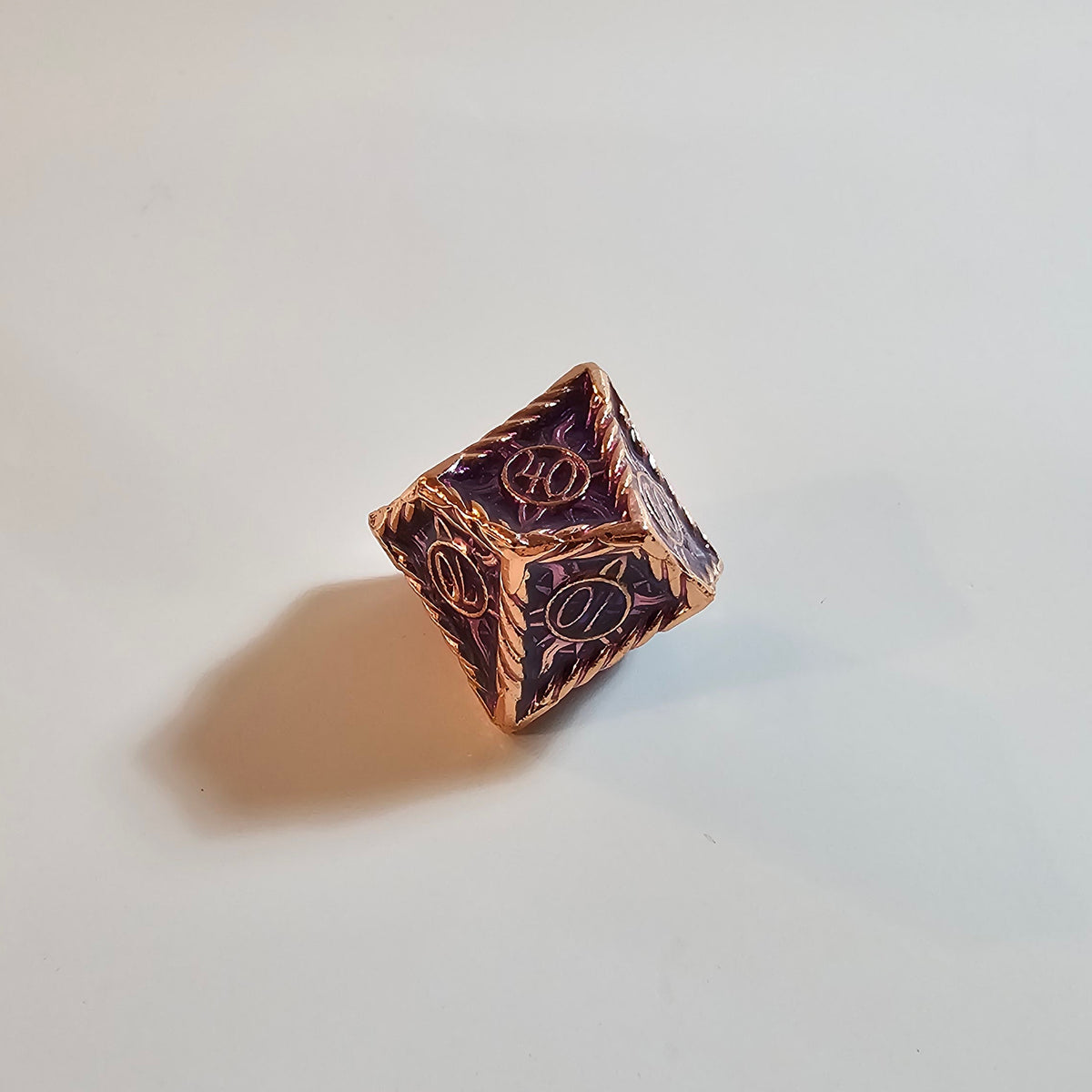 Brass Purple Solid Metal Dice Set