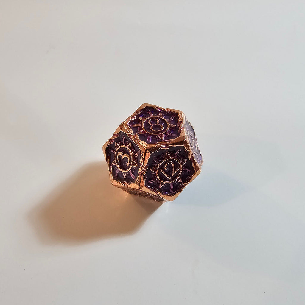 Brass Purple Solid Metal Dice Set