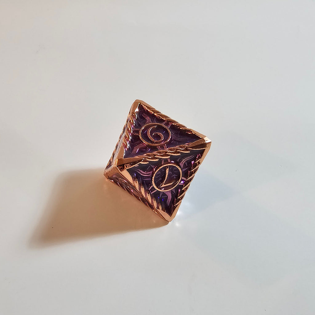 Brass Purple Solid Metal Dice Set