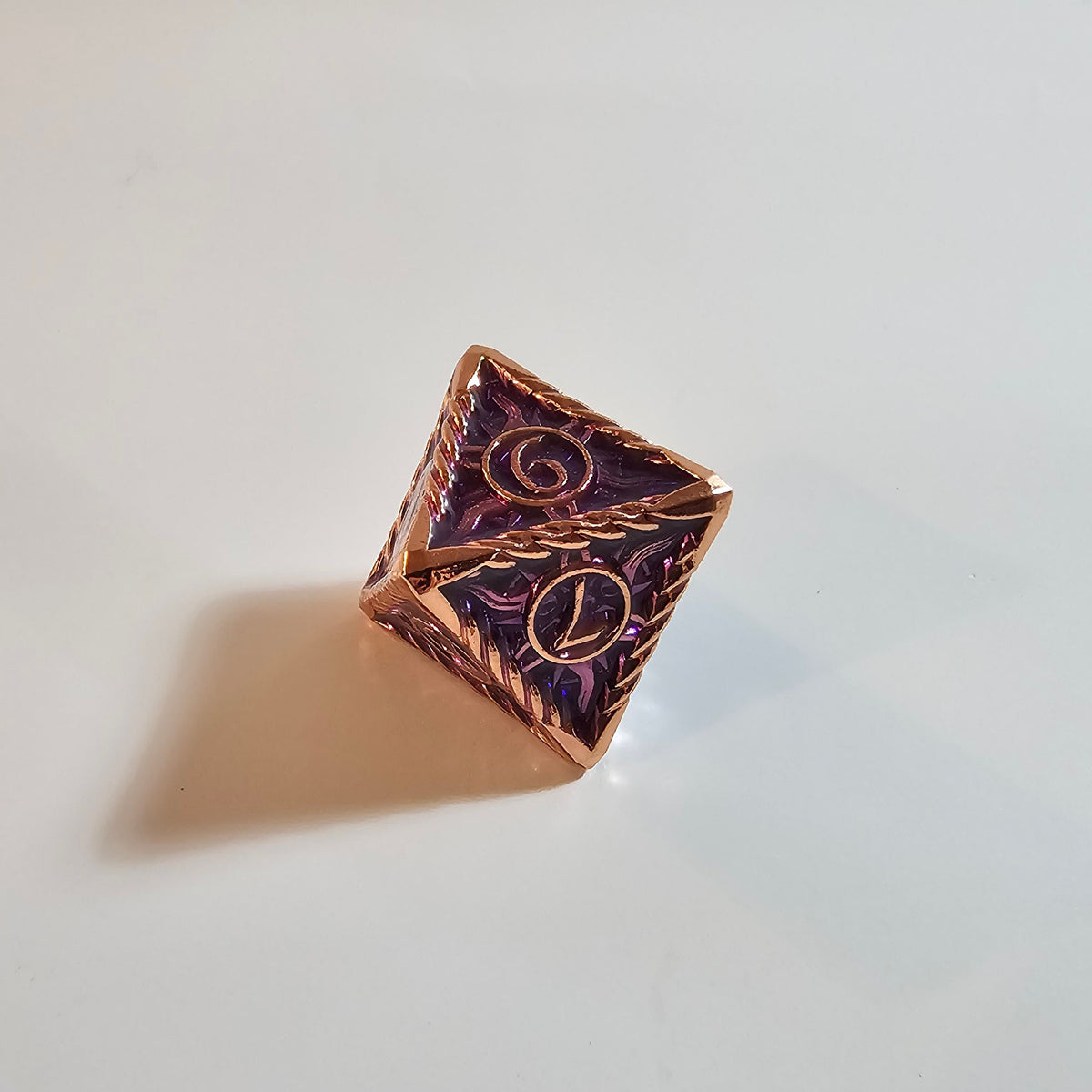 Brass Purple Solid Metal Dice Set