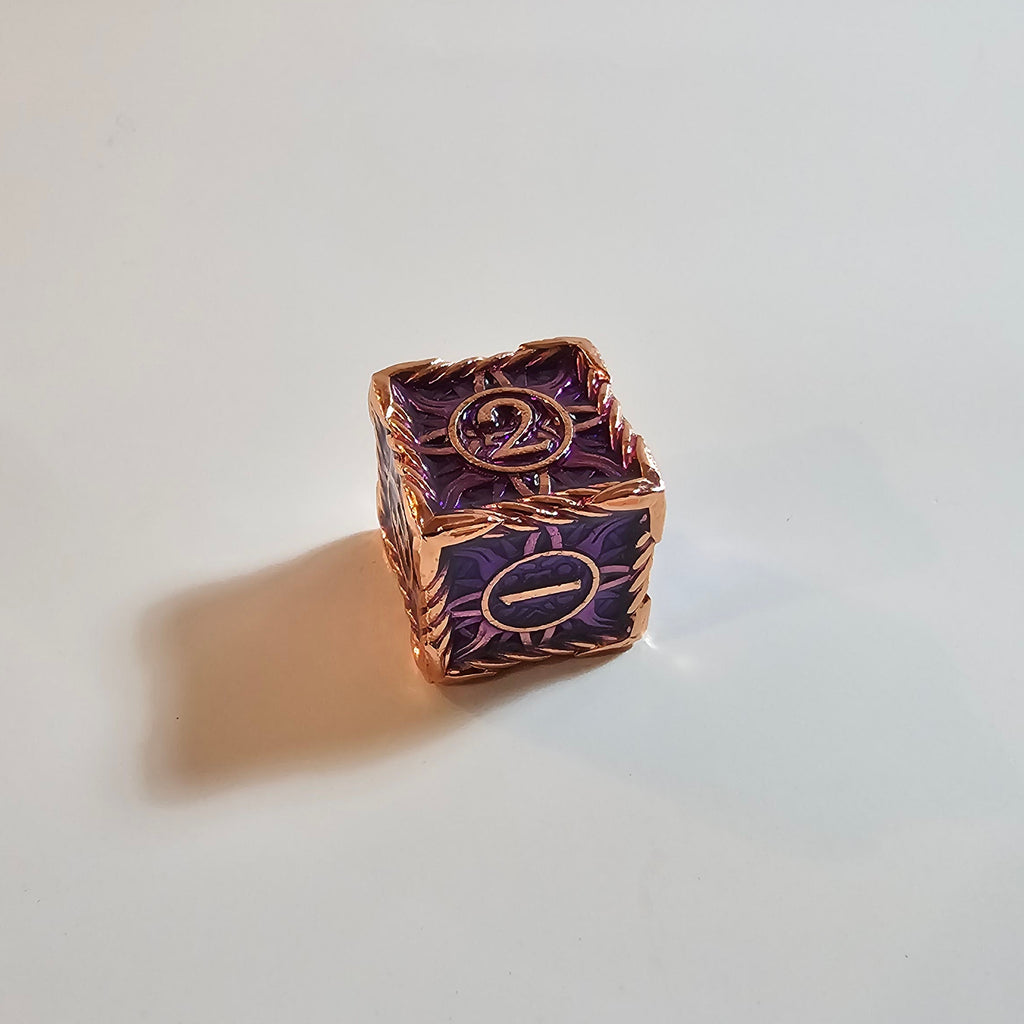 Brass Purple Solid Metal Dice Set