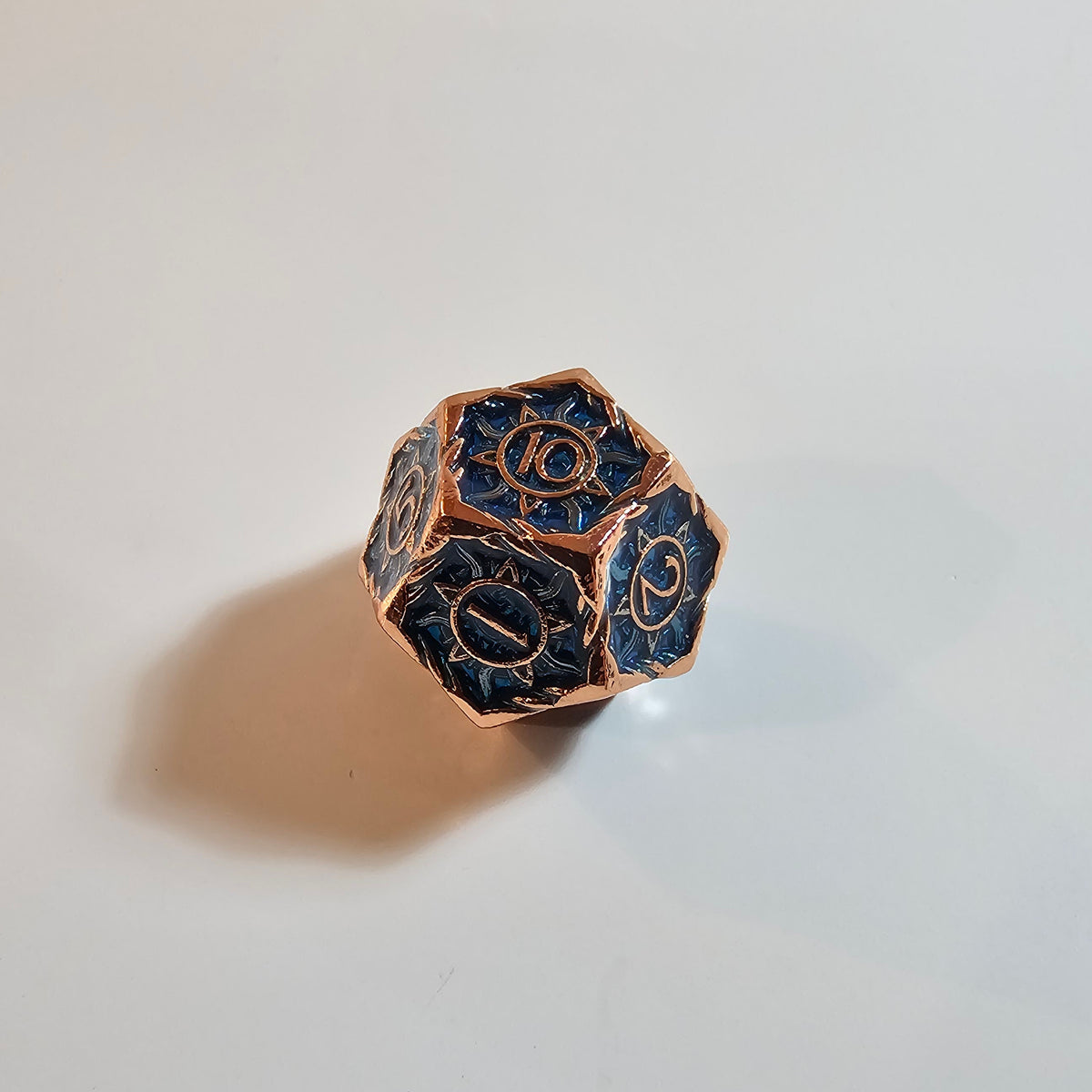 Brass Blue Solid Metal Dice Set