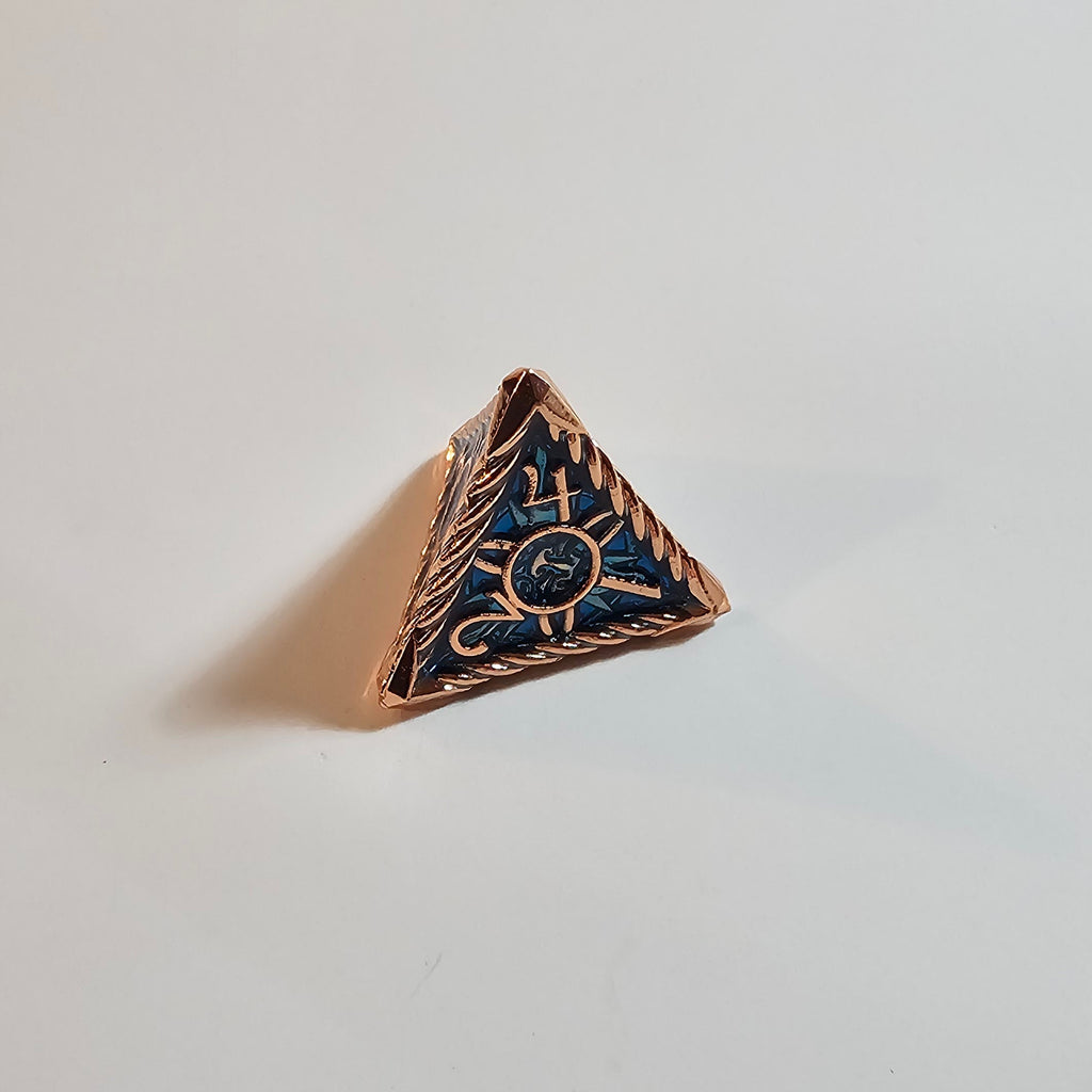 Brass Blue Solid Metal Dice Set