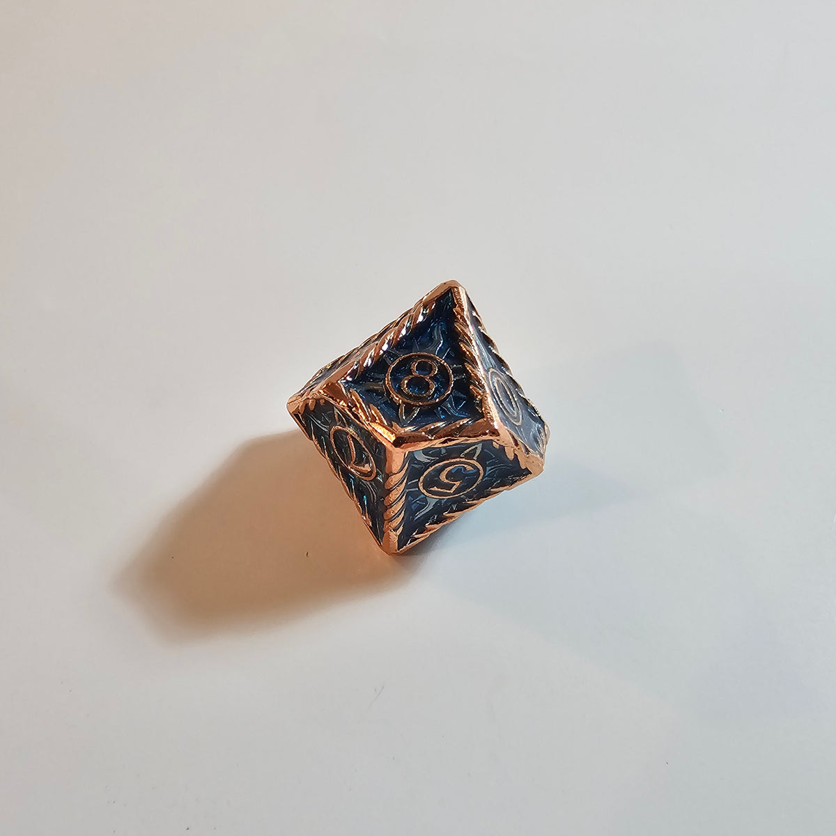 Brass Blue Solid Metal Dice Set