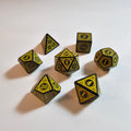Yellow Runic Acrylic Dice Set