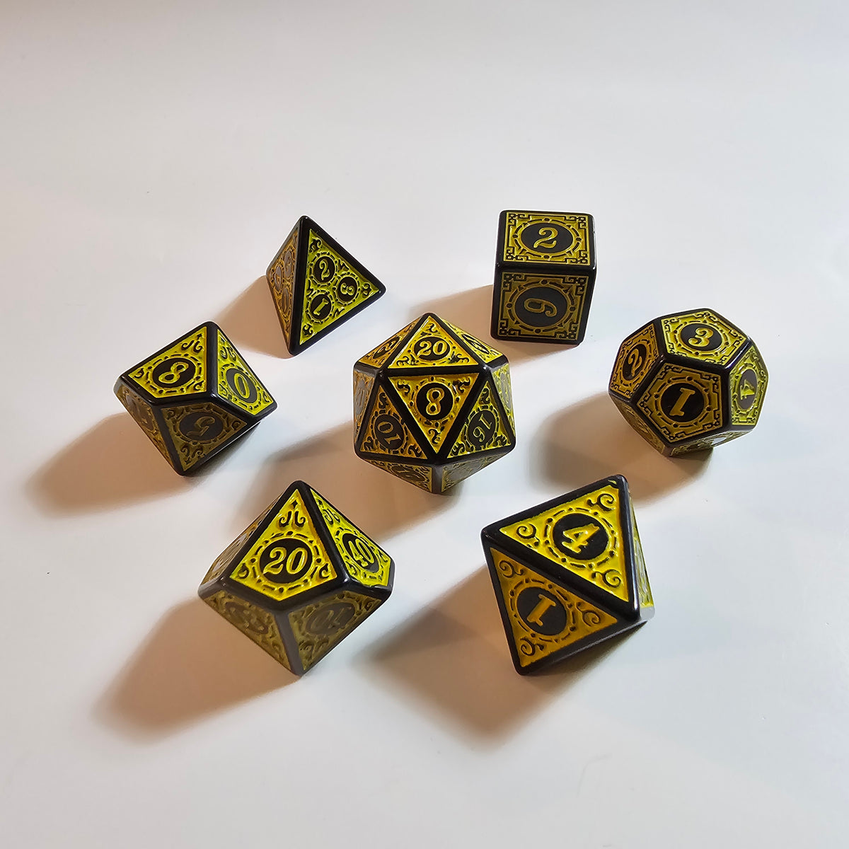 Yellow Runic Acrylic Dice Set