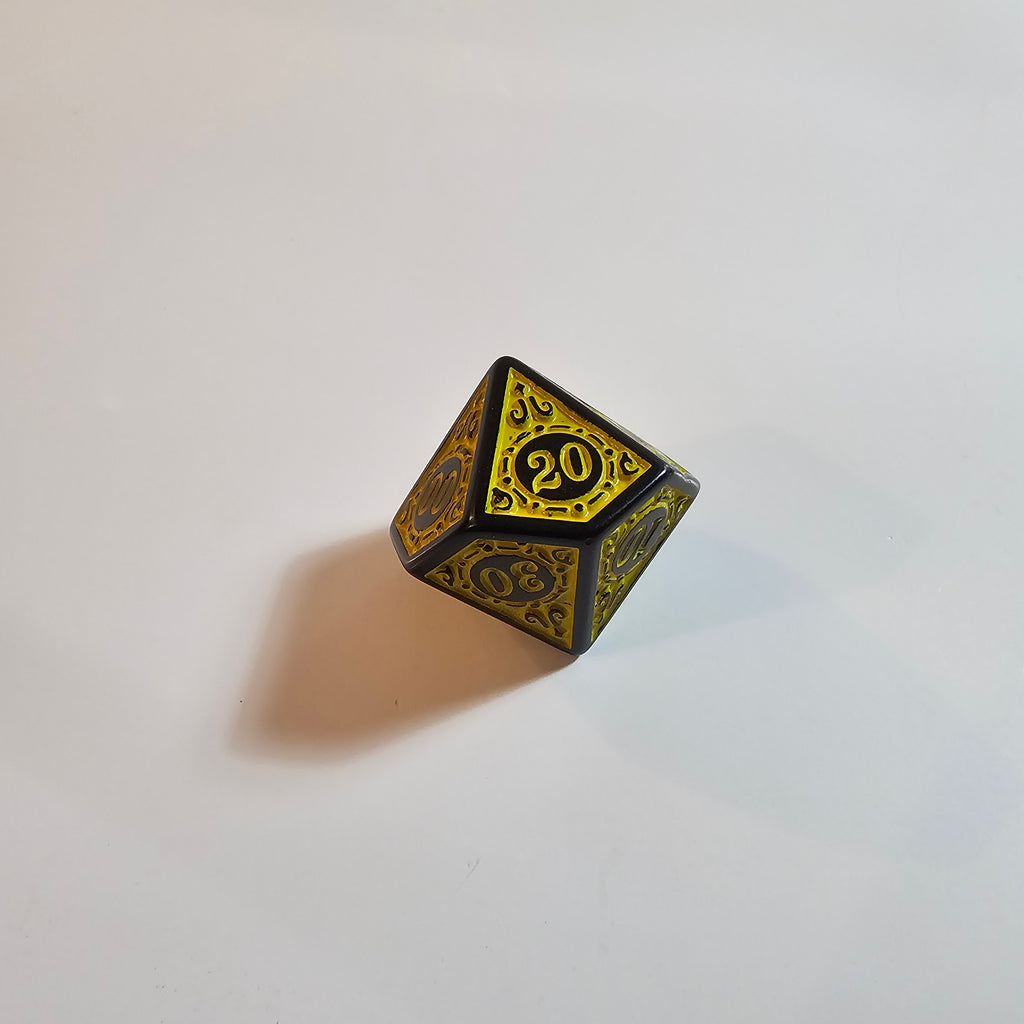 Yellow Runic Acrylic Dice Set