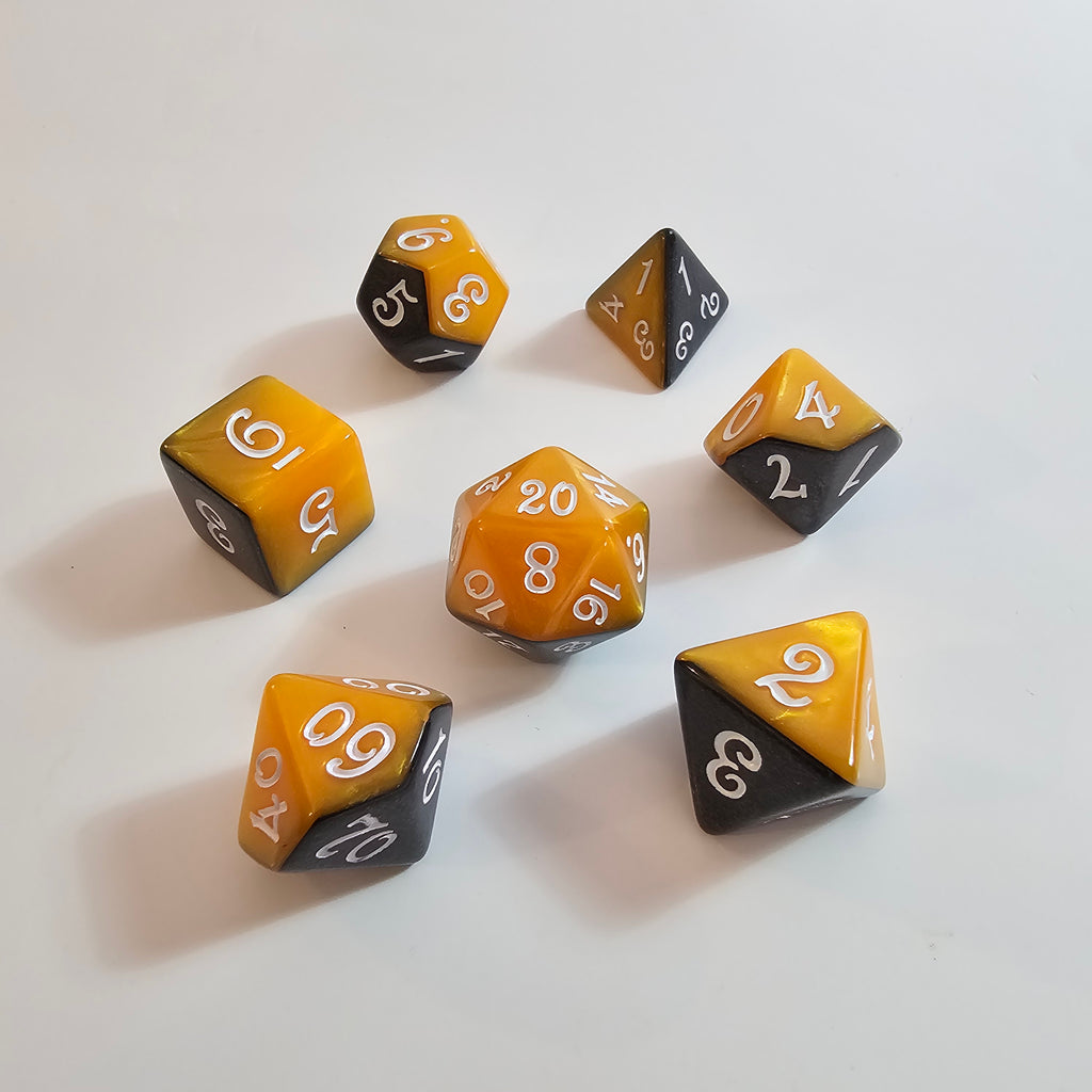 Layered Black Orange Acrylic Dice Set