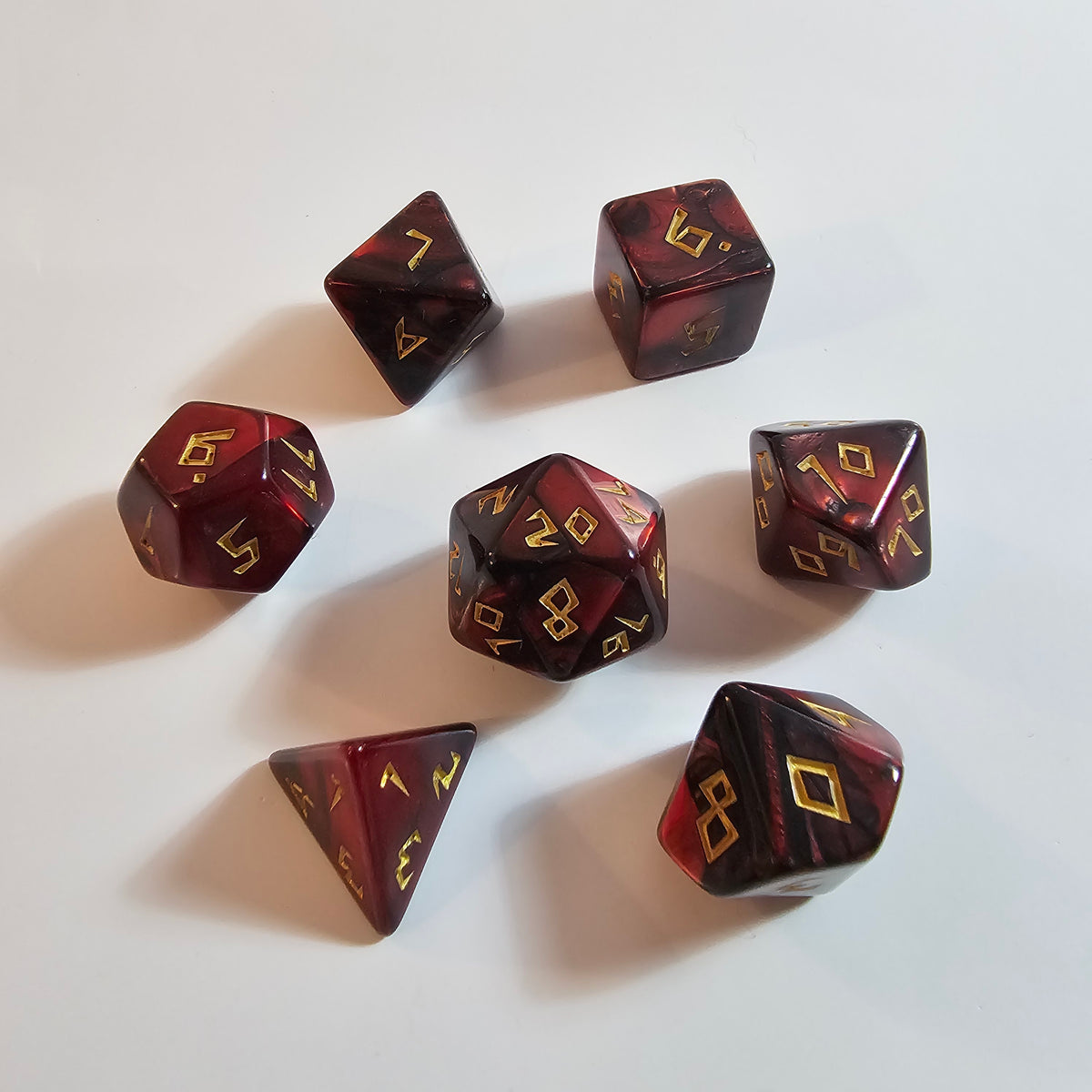 Red Carved Acrylic Dice Set