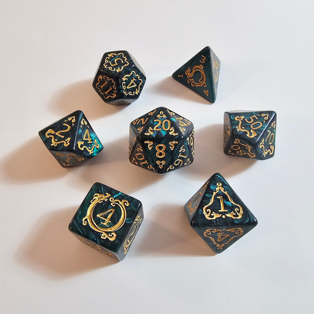 Green Mystic Acrylic Dice Set