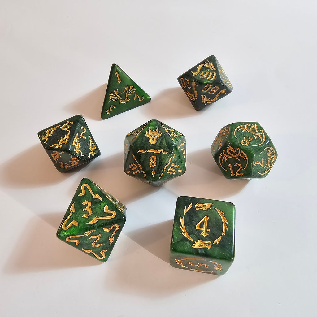 Green Dragon Acrylic Dice Set
