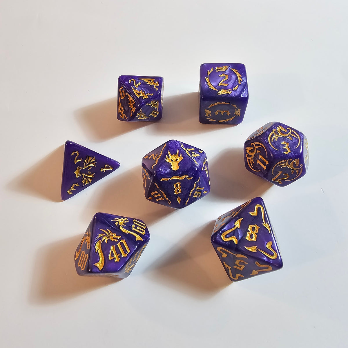 Purple Dragon Acrylic Dice Set