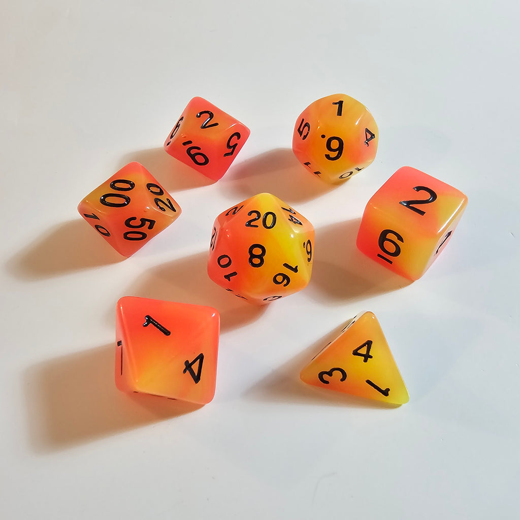 Orange Lemon Glow Acrylic Dice Set