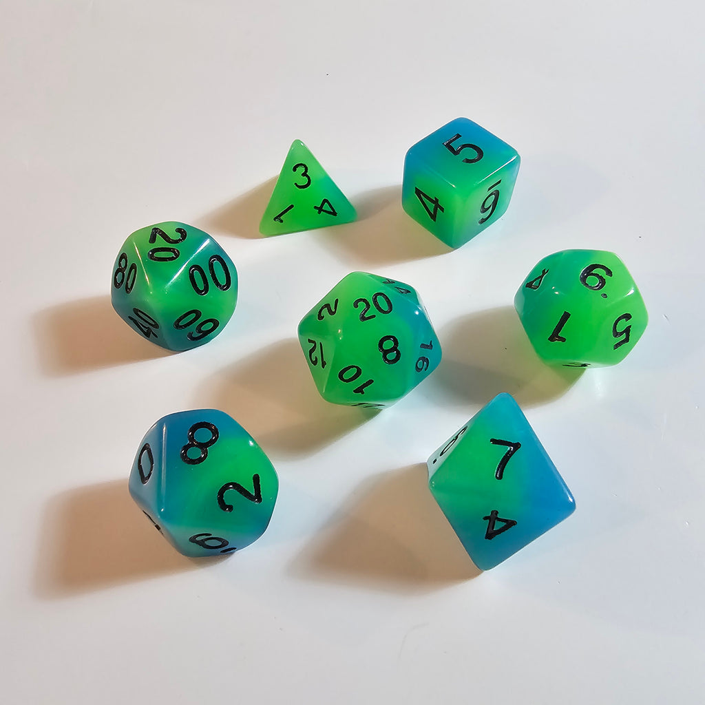 Alchemist Green Glow Acrylic Dice Set