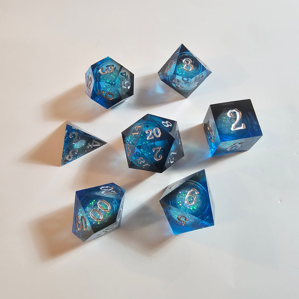 Ocean’s Secret Liquid Core Resin Dice Set