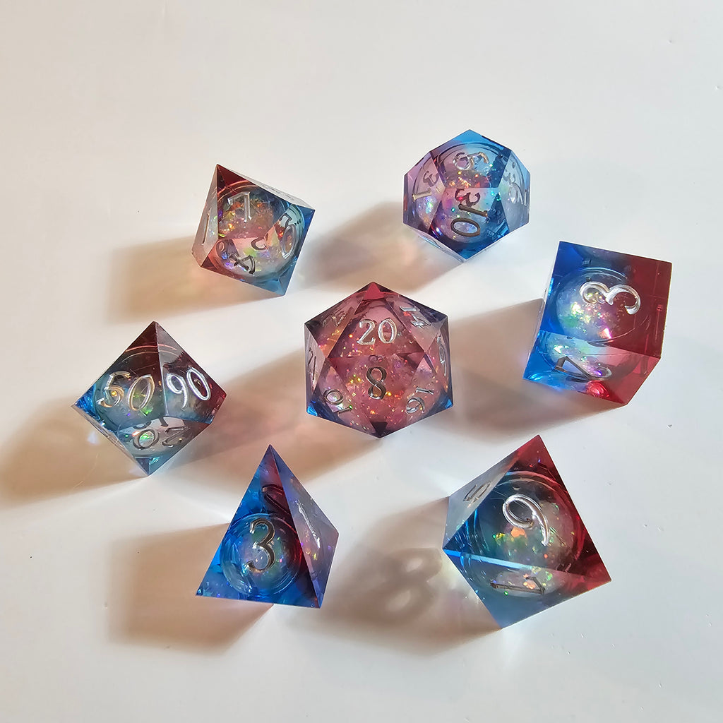 Cosmic Firestorm Liquid Core Resin Dice Set