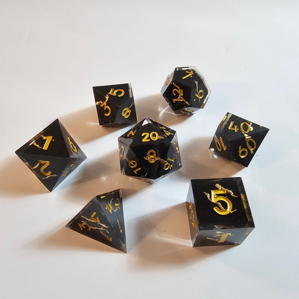 Gold Eclipse Sharp Edge Resin Dice Set