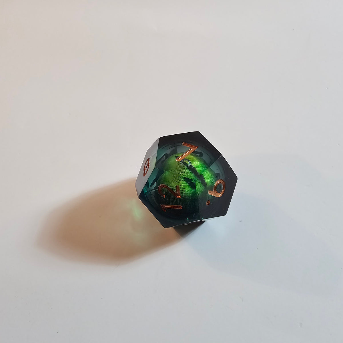 Green Dragon Eye Liquid Core Resin Dice Set