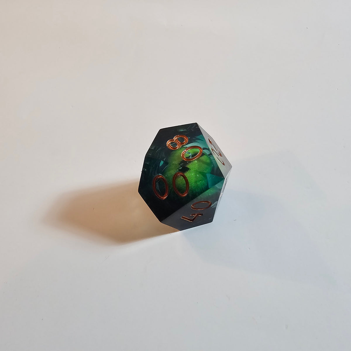 Green Dragon Eye Liquid Core Resin Dice Set