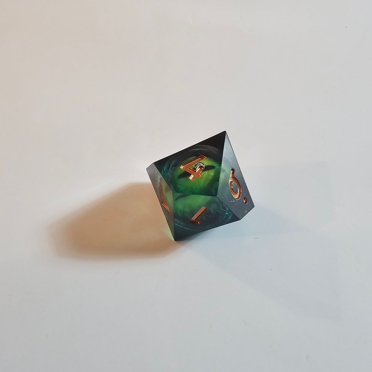 Green Dragon Eye Liquid Core Resin Dice Set