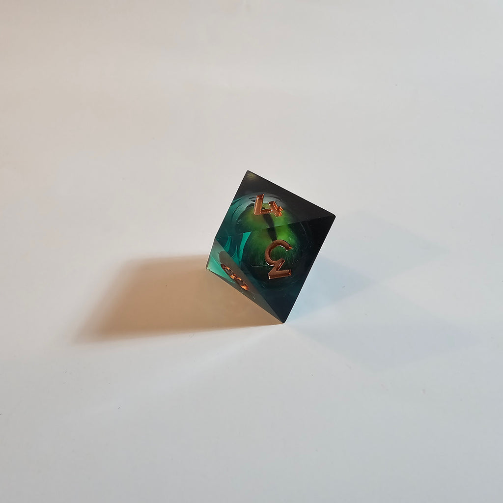 Green Dragon Eye Liquid Core Resin Dice Set