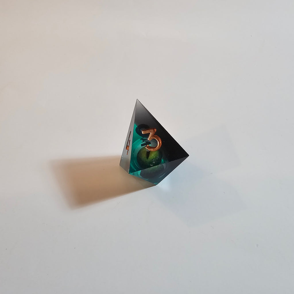 Green Dragon Eye Liquid Core Resin Dice Set