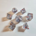 Crystal Cherry Blossom Liquid Core Resin Dice Set