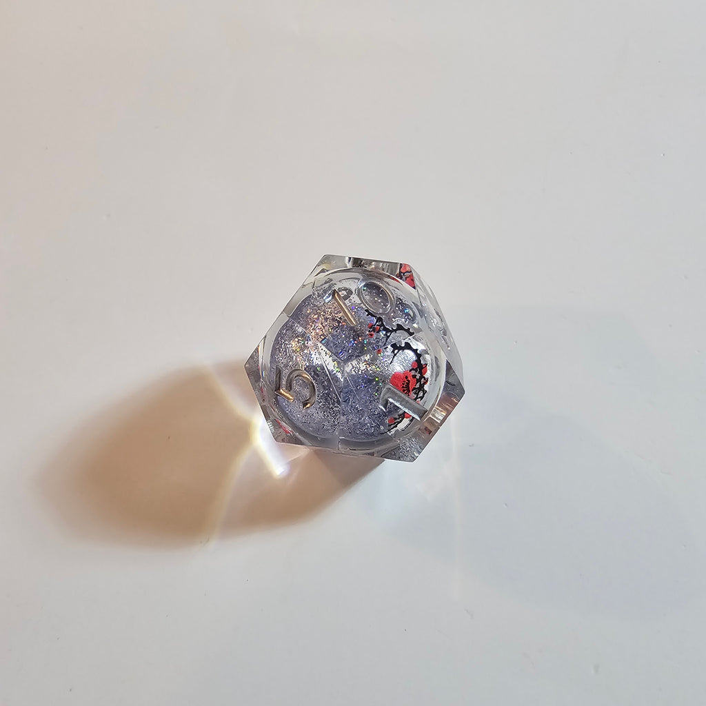 Crystal Cherry Blossom Liquid Core Resin Dice Set