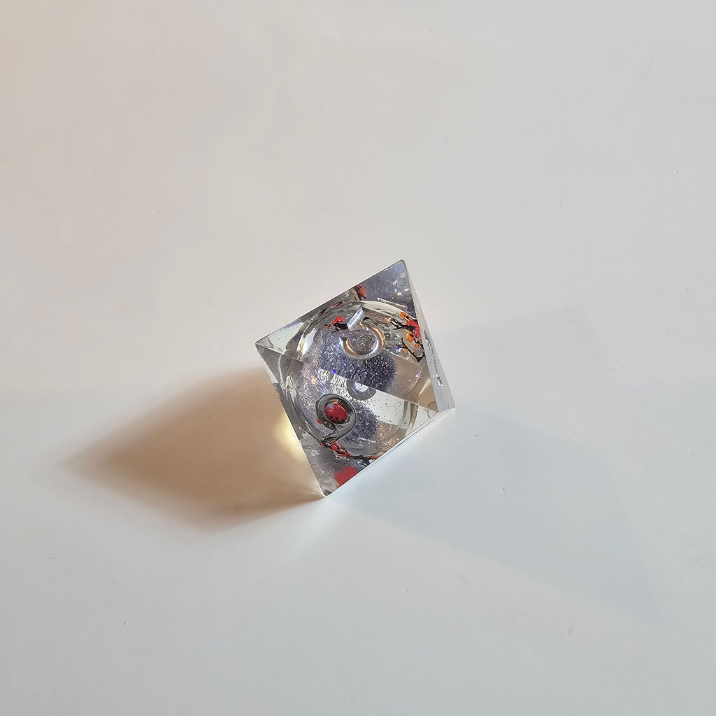 Crystal Cherry Blossom Liquid Core Resin Dice Set