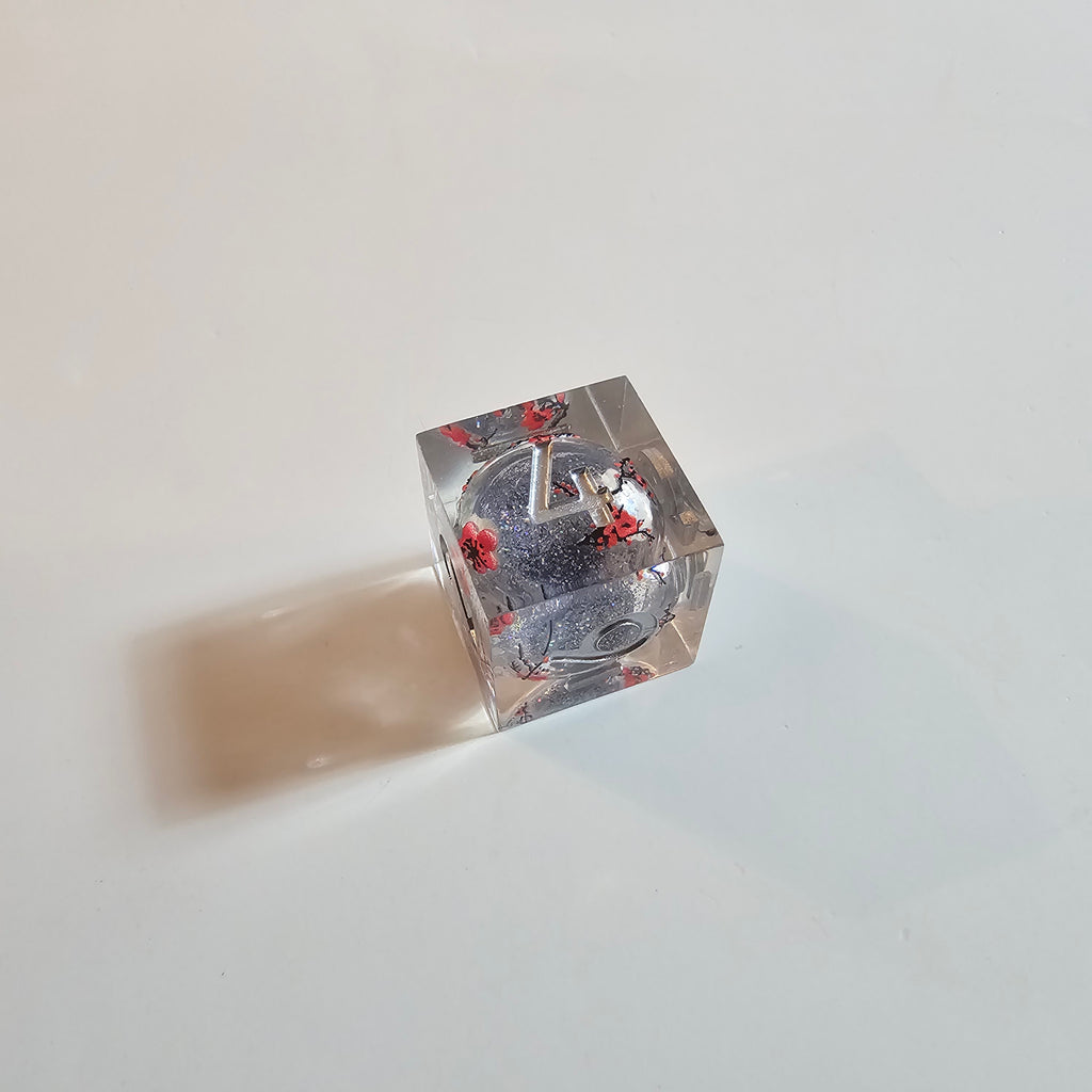 Crystal Cherry Blossom Liquid Core Resin Dice Set