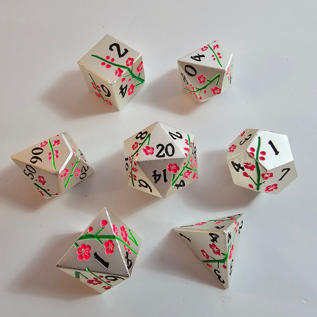 Silver Blossom Solid Metal Dice Set