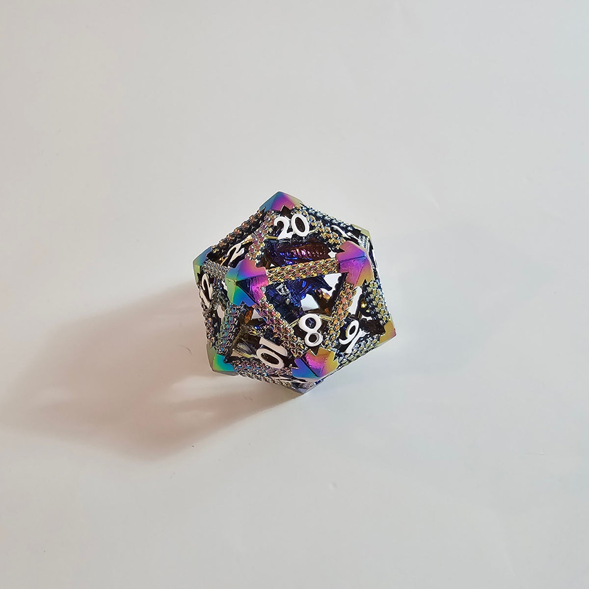Rainbow Dragon Hollow Metal Dice Set