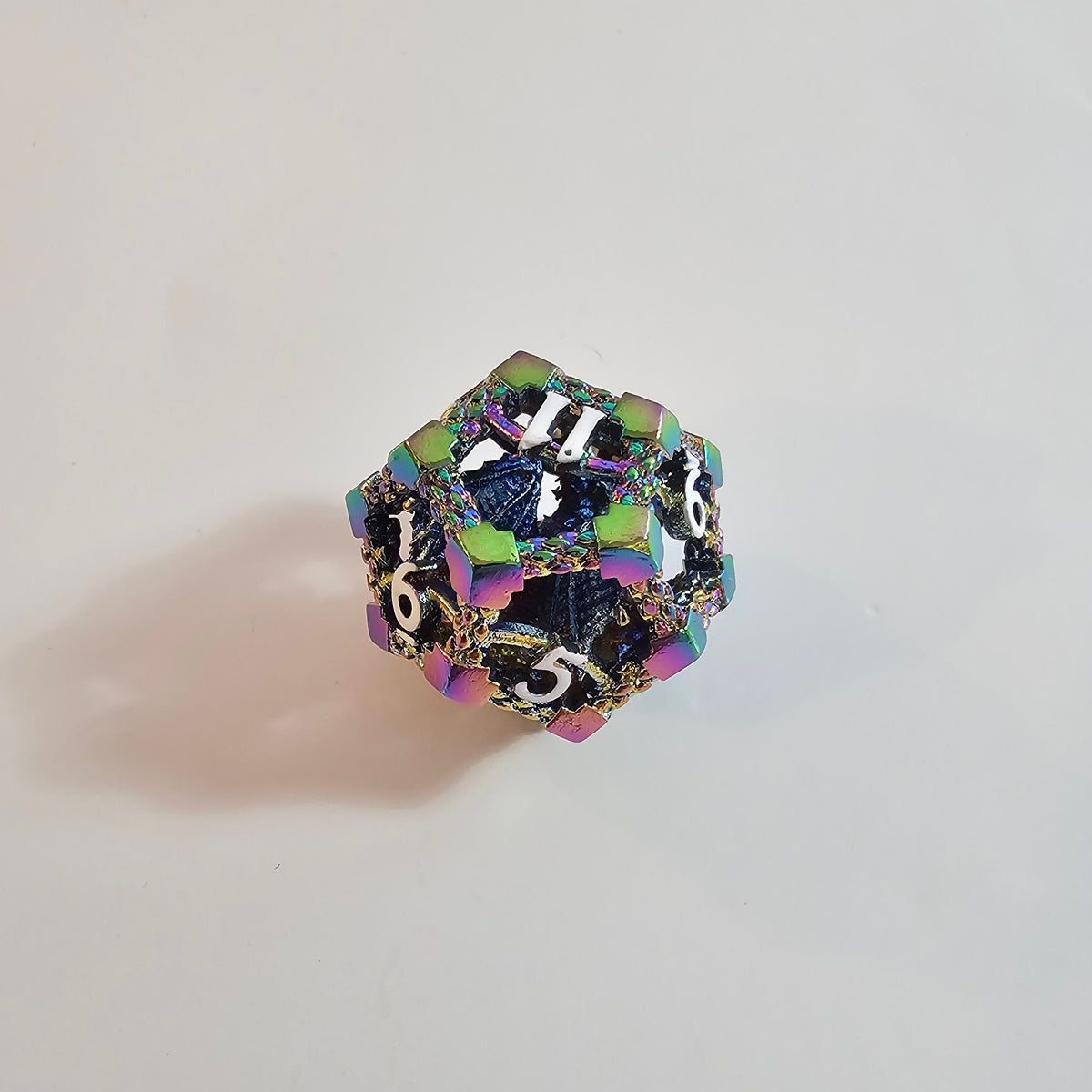 Rainbow Dragon Hollow Metal Dice Set