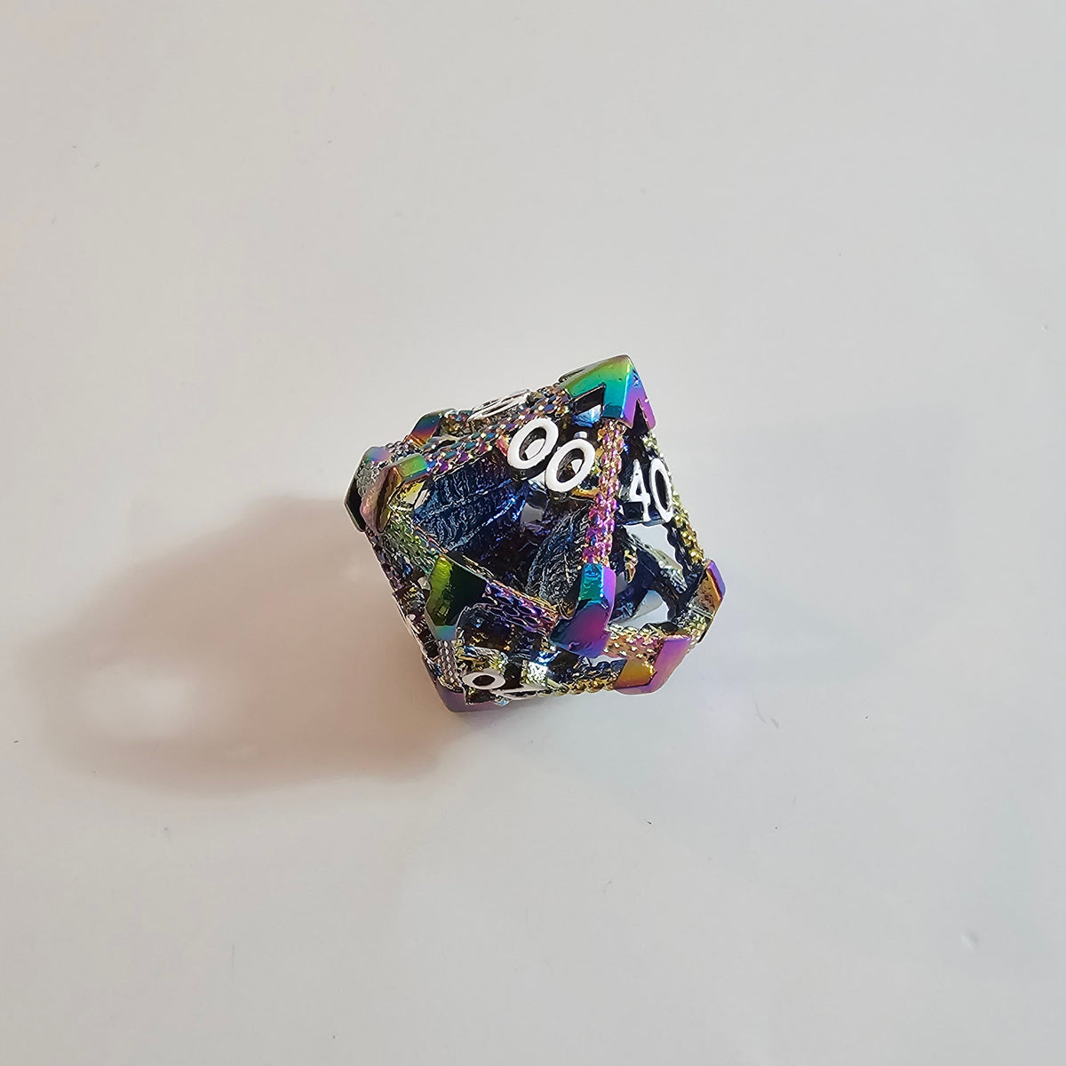 Rainbow Dragon Hollow Metal Dice Set