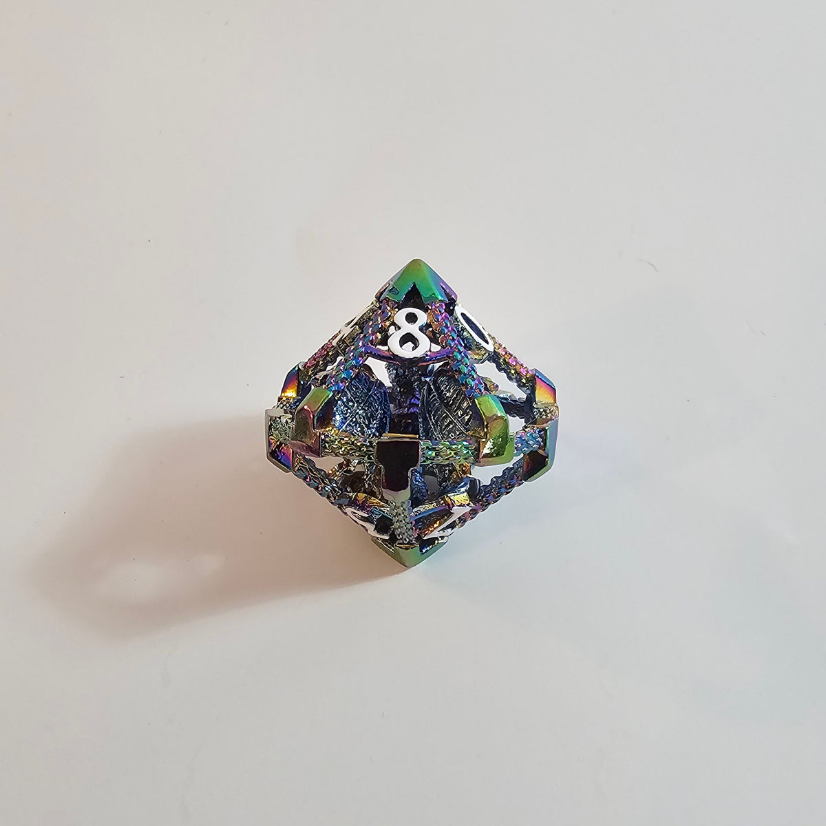 Rainbow Dragon Hollow Metal Dice Set