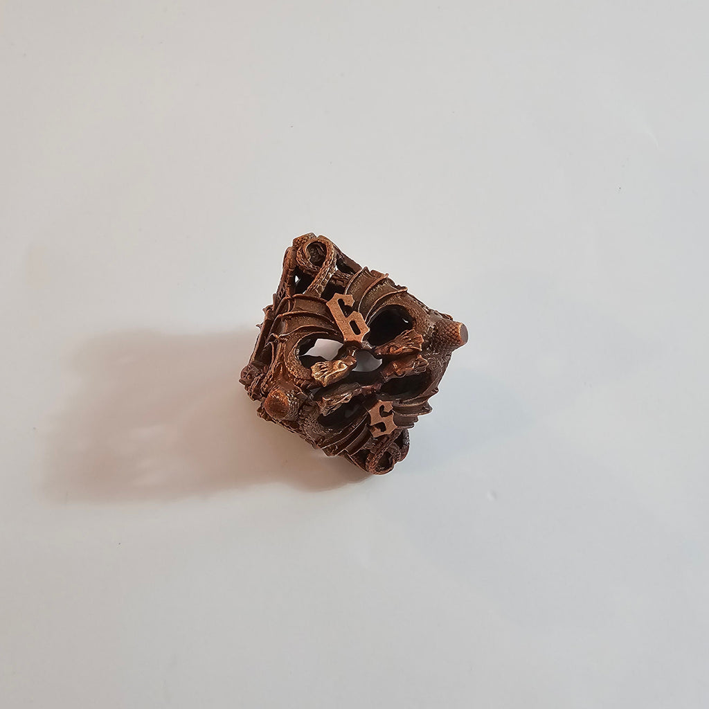 Copper Wing Dragons Hollow Metal Dice Set
