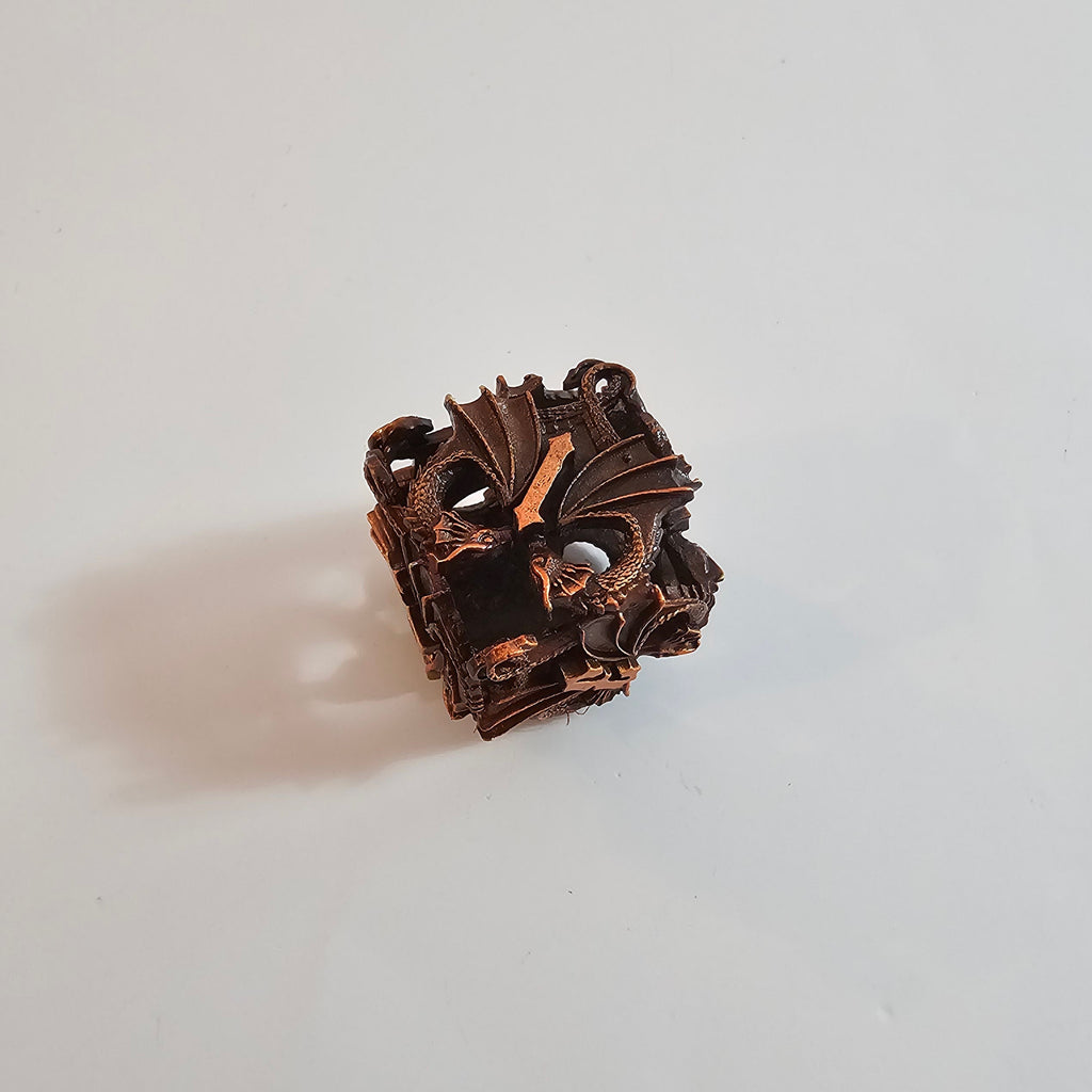 Copper Wing Dragons Hollow Metal Dice Set