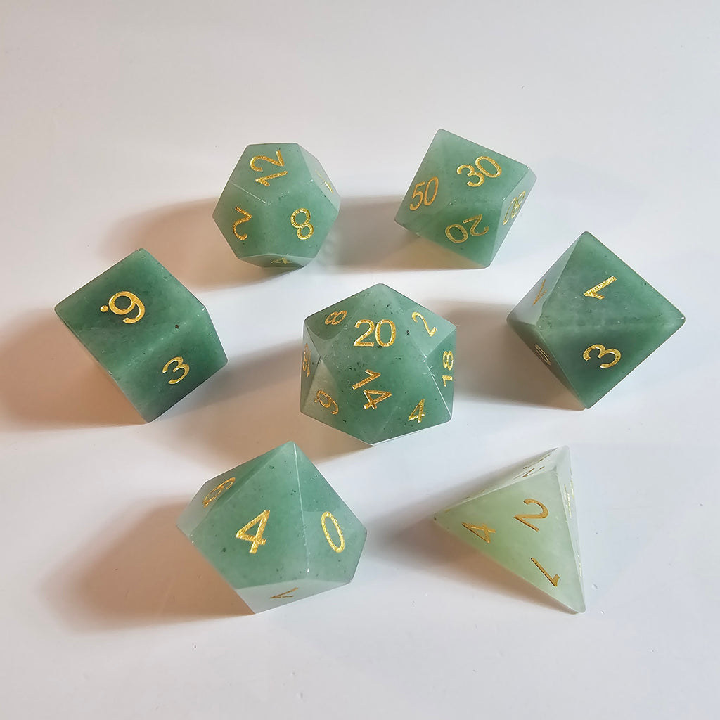 Green Aventurine Gemstone Dice Set