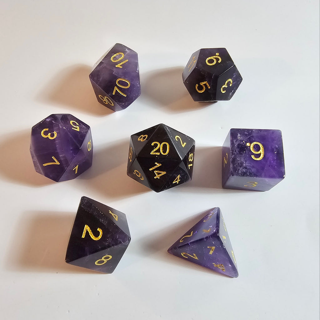 Amethyst Gemstone Dice Set