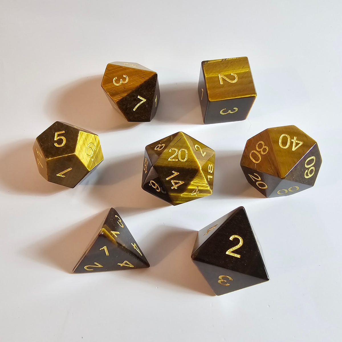 Yellow Tiger’s Eye Gemstone Dice Set