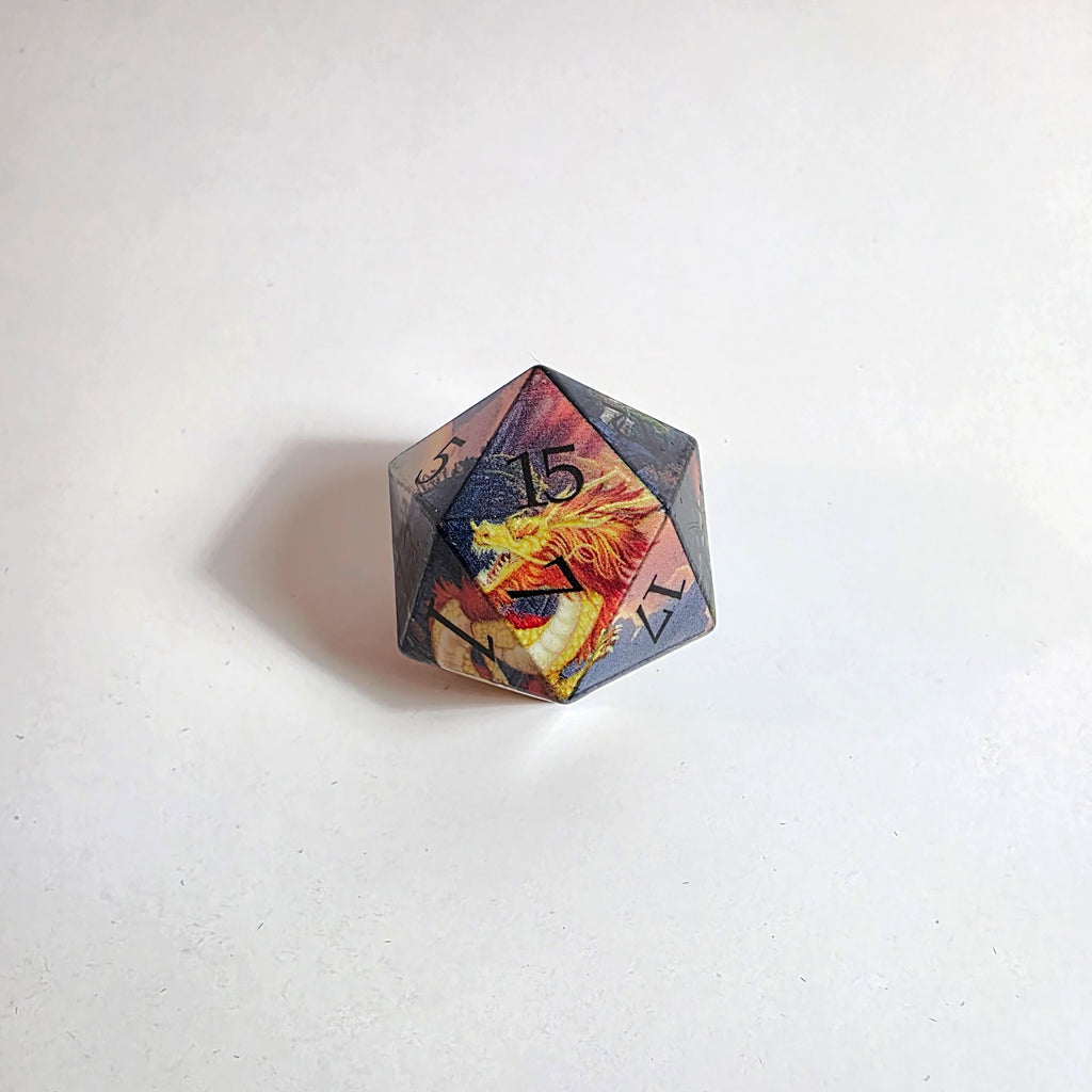 Golden Dragon’s Dawn Sharp Edge Resin Dice Set